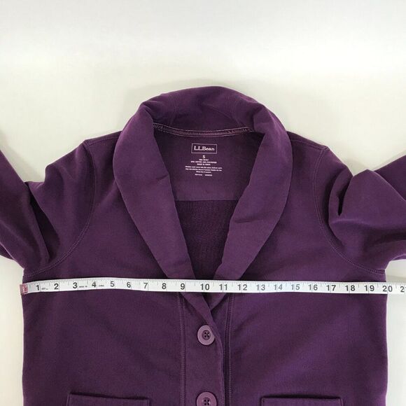 L.L. Bean Cowl Neck Button Down Cardigan Women's Small Purple Pockets Knit - Picture 9 of 11